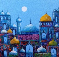 Javed Qamar, 8 x 8 inch, Acrylic On Canvas, Cityscape Painting, AC-JQ-278